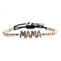 English Letters Color Zircon Mama Mother's Day Copper Bracelet main image 6