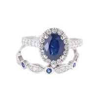 Fashion Egg-shaped Treasure Sapphire Inlaid White Diamond Alloy Ring main image 5