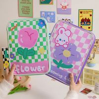 Cartoon Girl Checkerboard Sweet Cute 11-inch Tablet Clutch Bag21*29cm main image 1