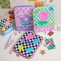 Cartoon Girl Checkerboard Sweet Cute 11-inch Tablet Clutch Bag21*29cm main image 3