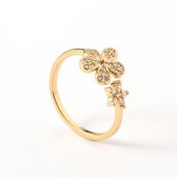 Korean Women's Flower Open Tail Ring Geometric Copper Jewelry main image 1