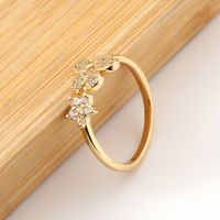Korean Women's Flower Open Tail Ring Geometric Copper Jewelry main image 3