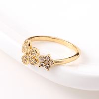 Korean Women's Flower Open Tail Ring Geometric Copper Jewelry main image 4