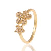 Korean Women's Flower Open Tail Ring Geometric Copper Jewelry main image 6