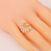 Women's Copper Ring Geometric Moon Star Cute Pearl Tail Ring main image 5