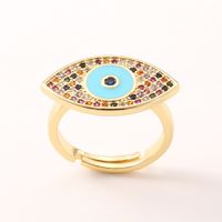 Fashion Diamond-encrusted Copper-plated 18k Gold Colored Zircon Evil Eye Ring main image 2