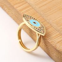 Fashion Diamond-encrusted Copper-plated 18k Gold Colored Zircon Evil Eye Ring main image 3