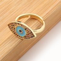 Fashion Diamond-encrusted Copper-plated 18k Gold Colored Zircon Evil Eye Ring main image 4
