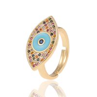 Fashion Diamond-encrusted Copper-plated 18k Gold Colored Zircon Evil Eye Ring main image 6
