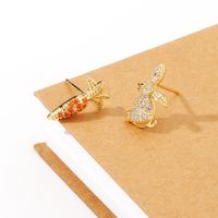 New Cute Bunny Carrot Copper Inlaid Zircon Earrings main image 1