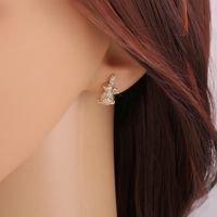 New Cute Bunny Carrot Copper Inlaid Zircon Earrings main image 5