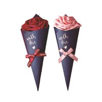 Nouvelle Boîte D&#39;emballage De Crème Glacée De Cône De Fleur De Mariage Carton De Sucrerie Créatif 21.5cm main image 6