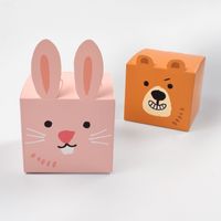 Couleur Carré Mignon Ours Lapin Cadeau En Forme Spéciale Boîte De Bonbons Boîte D&#39;emballage Pliante main image 2