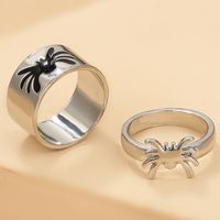 Gothic Exaggerated Dark Metal Ring 2-piece Set Of Hollow Spider Ring main image 5
