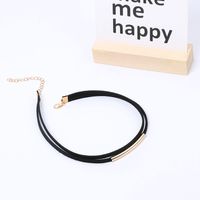 Flannel Double Layer Short Metal Tube Gothic Black Necklace Women main image 5
