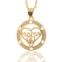 New Letter Heart-shaped Mama Pendant Copper Inlaid Zircon Necklace sku image 1