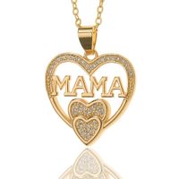 New Letter Heart-shaped Mama Pendant Copper Inlaid Zircon Necklace sku image 2