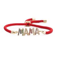 English Letters Color Zircon Mama Mother's Day Copper Bracelet sku image 11