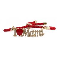 Mother's Day Zircon Palm Mama Heart Adjustable Copper Bracelet sku image 10