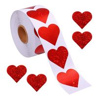Red Heart Pattern Valentine's Day Gift Self-adhesive Label Sticker sku image 1