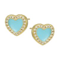 Simple Drip Oil Heart-shaped Copper Gold-plated Earrings sku image 1