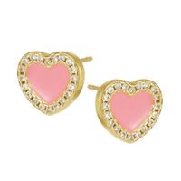 Simple Drip Oil Heart-shaped Copper Gold-plated Earrings sku image 3