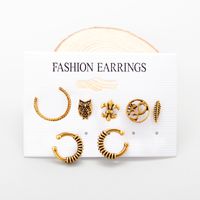 Vintage Solid Color Geometric Alloy Small Stud Earrings Seven Pieces Set Wholesale sku image 2