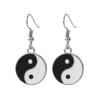 New Creative Round Stitching Yin And Yang Tai Chi Metal Oil Drop Earrings sku image 6