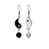 New Creative Round Stitching Yin And Yang Tai Chi Metal Oil Drop Earrings sku image 1