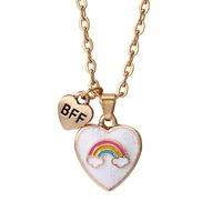 New Children's Cartoon Color Heart Rainbow Enamel Pendant Necklace sku image 1