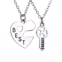 Fashion Heart Stitching Couple Key Lock Pendant Necklace sku image 1