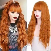 Straight Bangs Long Water Ripple Head Cover High Temperature Wigs 26inches main image 3