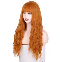 Straight Bangs Long Water Ripple Head Cover High Temperature Wigs 26inches main image 8