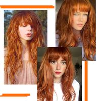 Straight Bangs Long Water Ripple Head Cover High Temperature Wigs 26inches main image 9