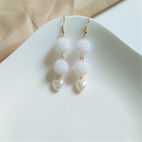 Pearl Heart Long Tassel Earrings Women's Simple Bow Stud Earrings main image 5