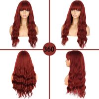 Women's Long Water Ripple Wine Red Headgear High Temperature Wigs 26inches main image 3