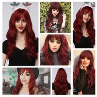 Women's Long Water Ripple Wine Red Headgear High Temperature Wigs 26inches main image 8