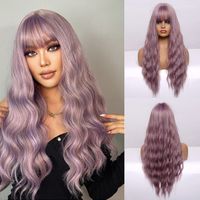 Fashion Long Thin Rattan Color Water Ripple Head Cover High Temperature Wigs main image 2