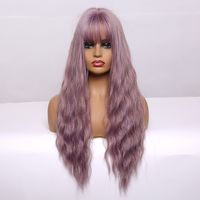 Fashion Long Thin Rattan Color Water Ripple Head Cover High Temperature Wigs main image 3