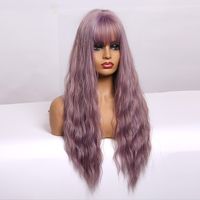 Fashion Long Thin Rattan Color Water Ripple Head Cover High Temperature Wigs main image 6