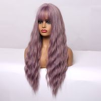 Fashion Long Thin Rattan Color Water Ripple Head Cover High Temperature Wigs main image 7