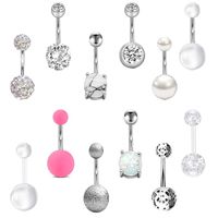 New 12 Pieces Soft Ceramic Ball Zircon Acrylic Various Navel Nails Piercing Jewelry main image 4