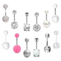 New 12 Pieces Soft Ceramic Ball Zircon Acrylic Various Navel Nails Piercing Jewelry main image 5