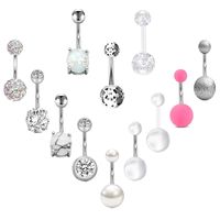 New 12 Pieces Soft Ceramic Ball Zircon Acrylic Various Navel Nails Piercing Jewelry main image 6