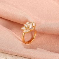 New French White Camellia Open Index Finger Ring Female main image 3