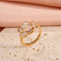 New French White Camellia Open Index Finger Ring Female main image 5