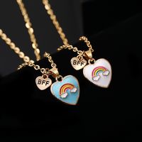 New Children's Cartoon Color Heart Rainbow Enamel Pendant Necklace main image 3