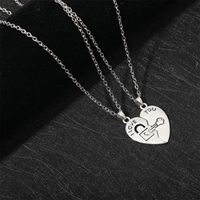 Fashion Heart Stitching Couple Key Lock Pendant Necklace main image 3