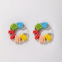 Fashion Exaggerated Beads Candy Color Round Earrings sku image 1