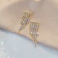 Fashion New Flash Tassel Female Alloy Diamond Chain Earrings sku image 1